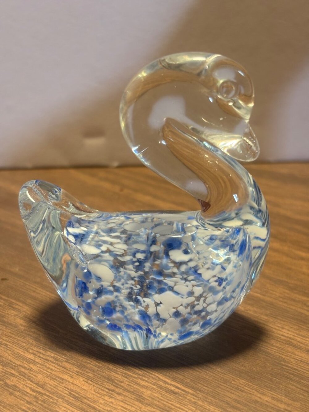Cherie & Kalvin Handblown Glass Art Paperweight Swan Figurine With Box